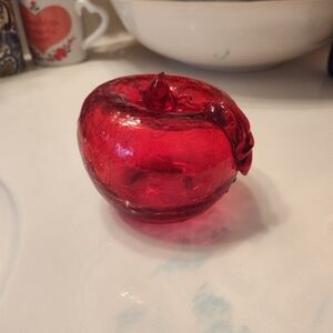 Red Glass Apple Paperweight